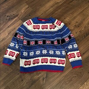 Gymboree Blue and Red London-Themed Boys Sweater (sz 7)